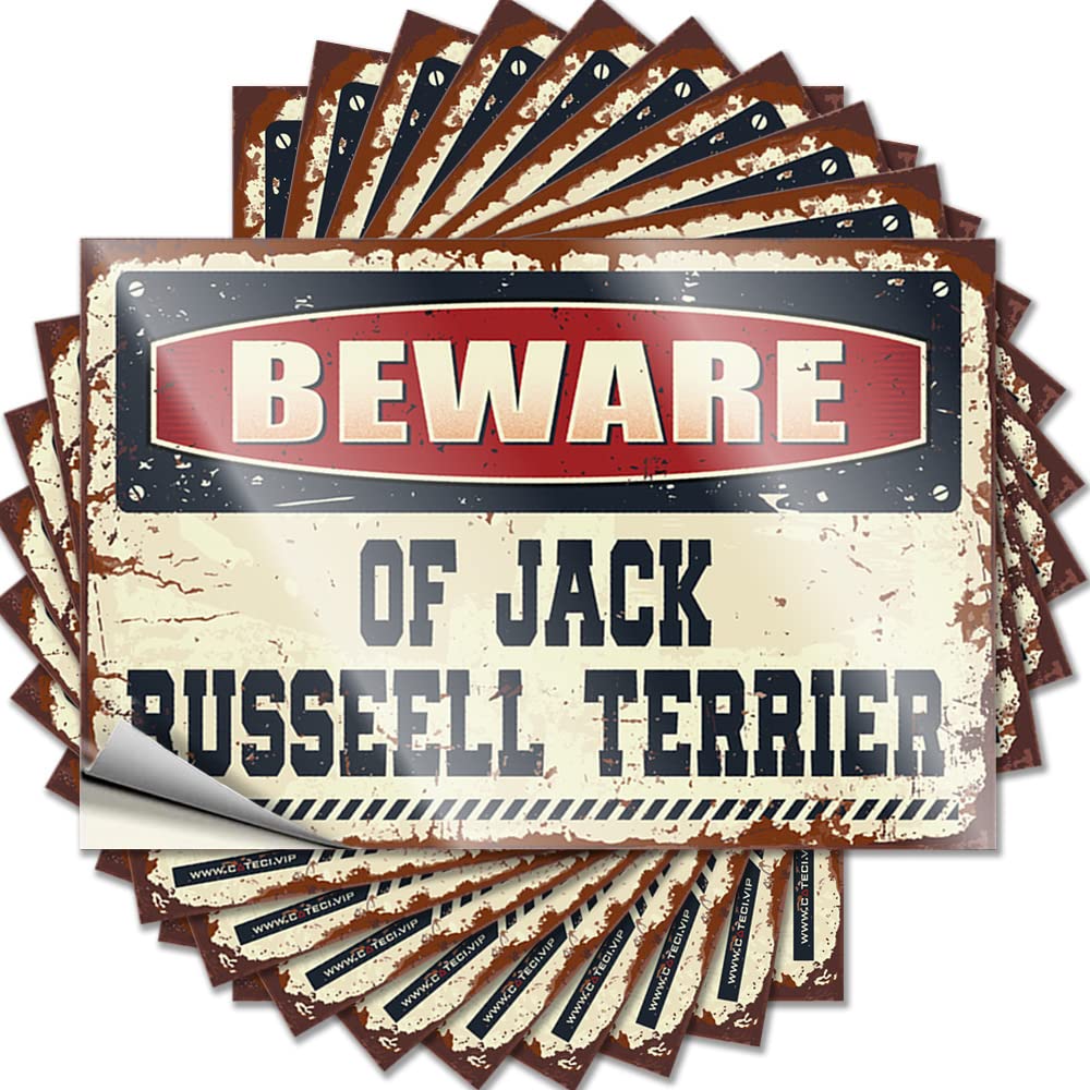Funny Sticker Beware of Jack Russeell Terrier Funny Sticker 10 Pcs Car Stickers Decal Stickers for Cars(6X9CM)
