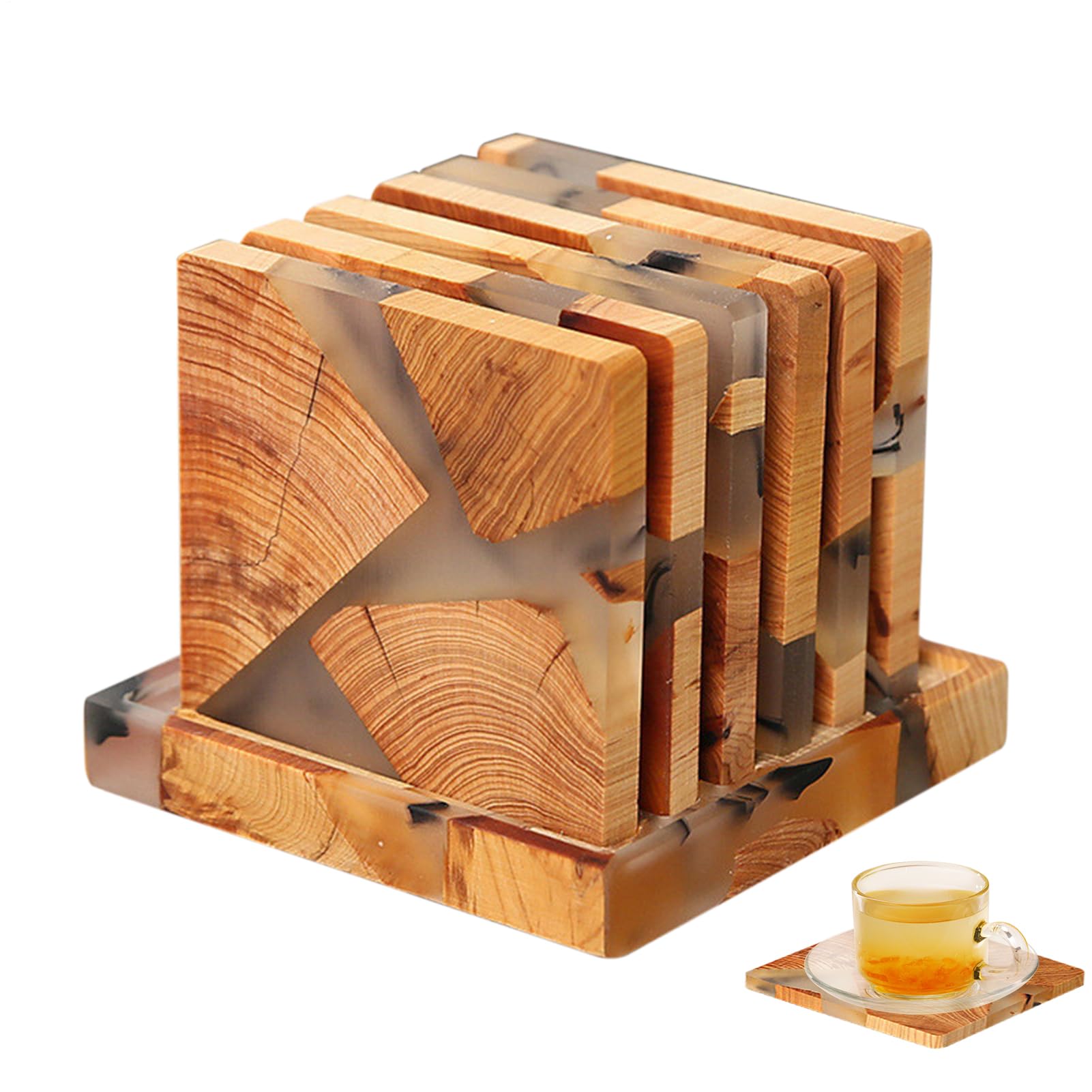 Dessous de verre en résine multifonction avec support (lot de 6) pour tables de fête