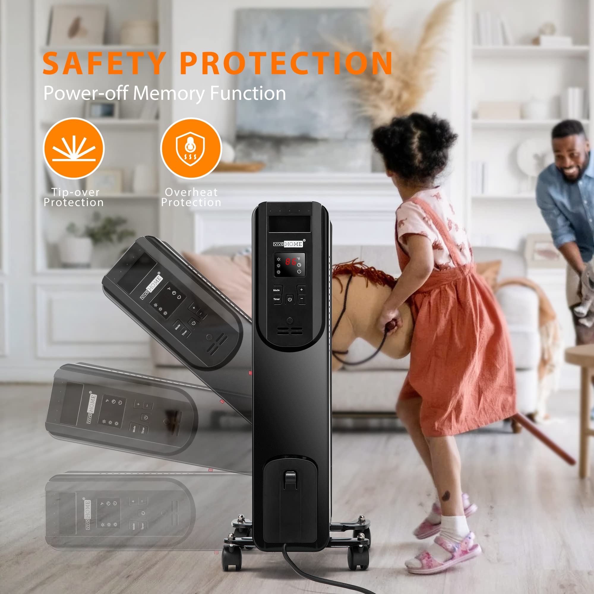 Amazon.com: VIVOHOME 1500W Oil Filled Radiator Heater with Remote Control,  Electric Portable Heater with Adjustable Thermostat and 24-Hours Timer,  Black : Home u0026 Kitchen