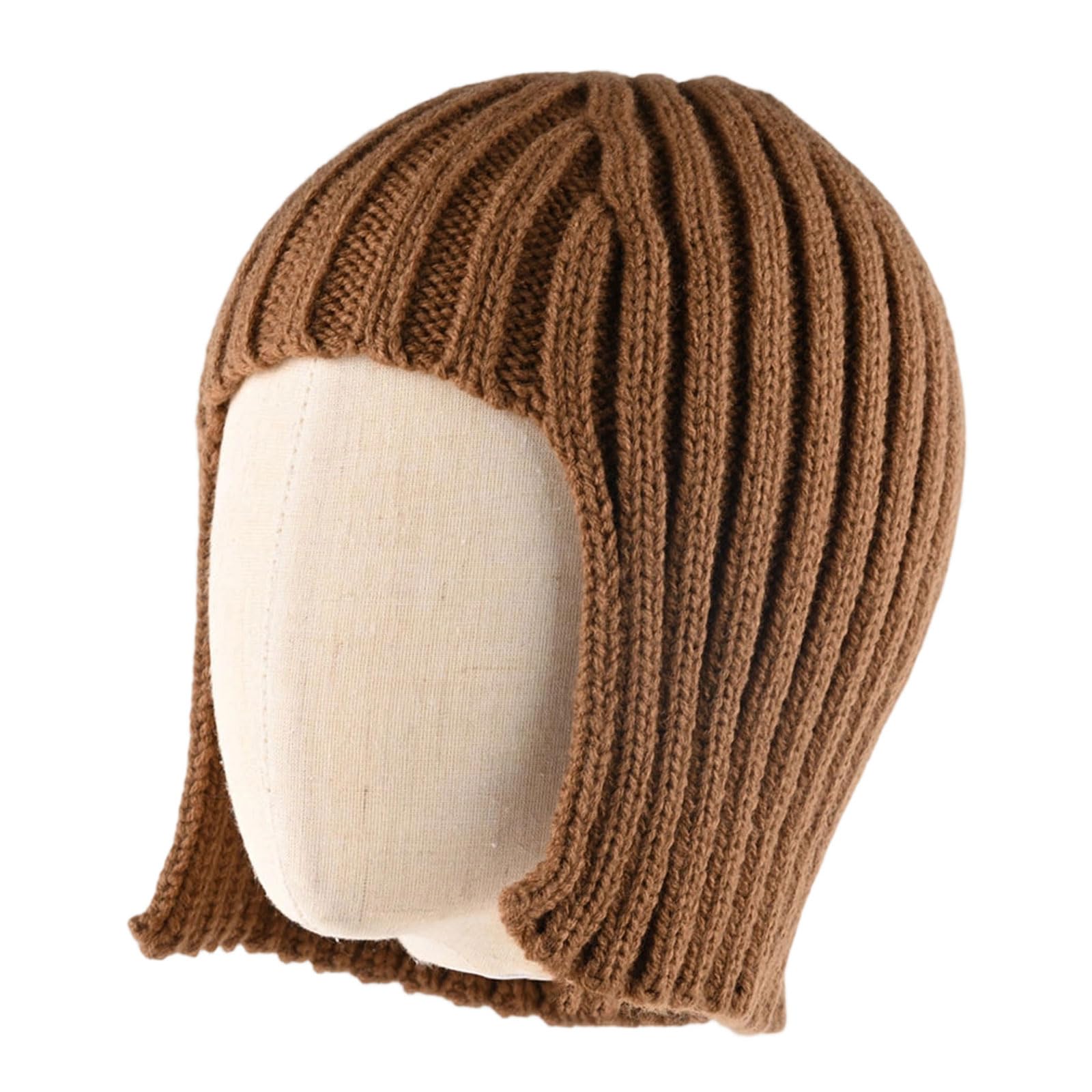 Maxtonser Womens Fashion Knit Hat Headwrap Unique Wigs Design And Warm EarFlaps For Winter Styles Photo Props
