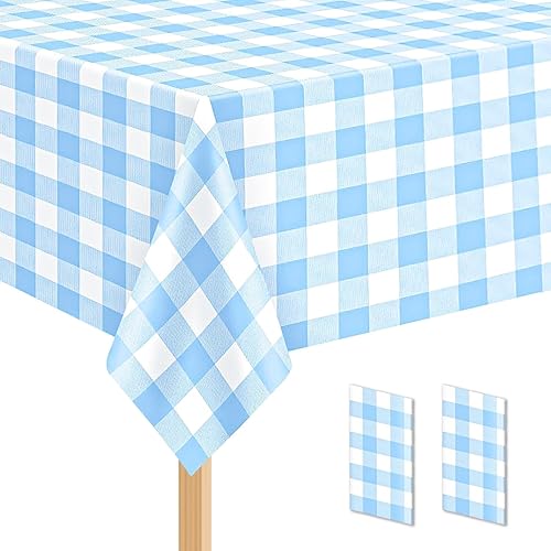 Miniatura 42 de Paquete de 2 manteles rectangulares desechables de plástico color verde salvia, de 54 x 108 pulgadas, manteles de plástico verde salvia para E02