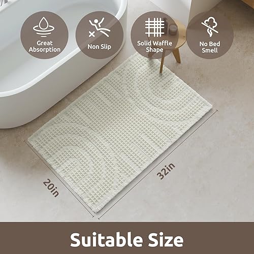 Miniatura 20 de AMOAMI Alfombra de baño Waffle, alfombras de baño súper absorbentes para el baño, alfombras de baño lavables a máquina sin deslizamiento, alfombras