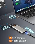 NOVOO USB C Docking Station Dual Monitor, 15 in 1 Docking Station 3 Monitors with 2 HDMI,VGA,USB C/A Ports, 100W PD, RJ45, SD/TF and Audio, Multiport Adapter for MacBook/Dell/iPhone/iPad/HP/Lenovo