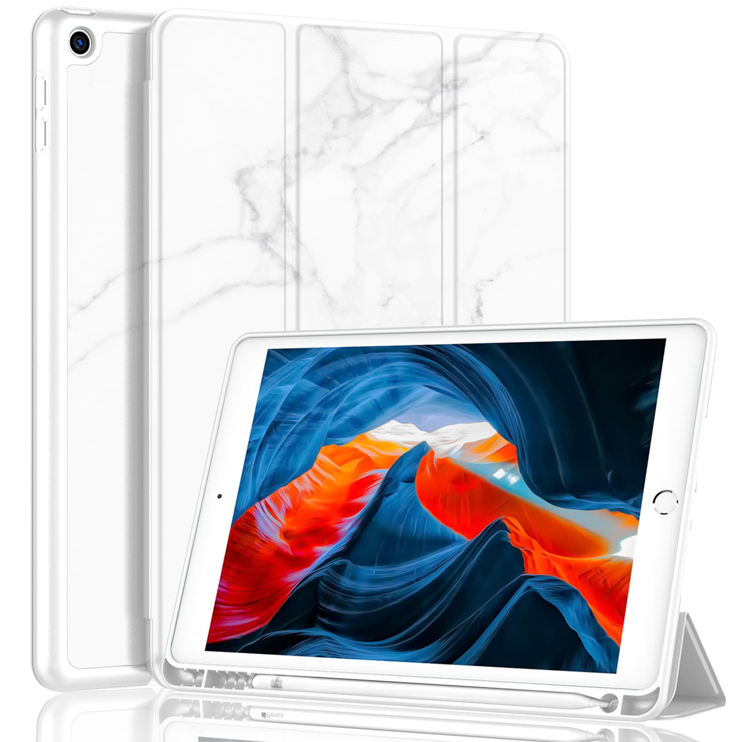 iMieet iPad 9th Generation Case 2021/iPad 8th Generation Case 2020 10.2 Inch with Pencil Holder, iPad 7th Gen 2019 Case with Soft Baby Skin Silicone