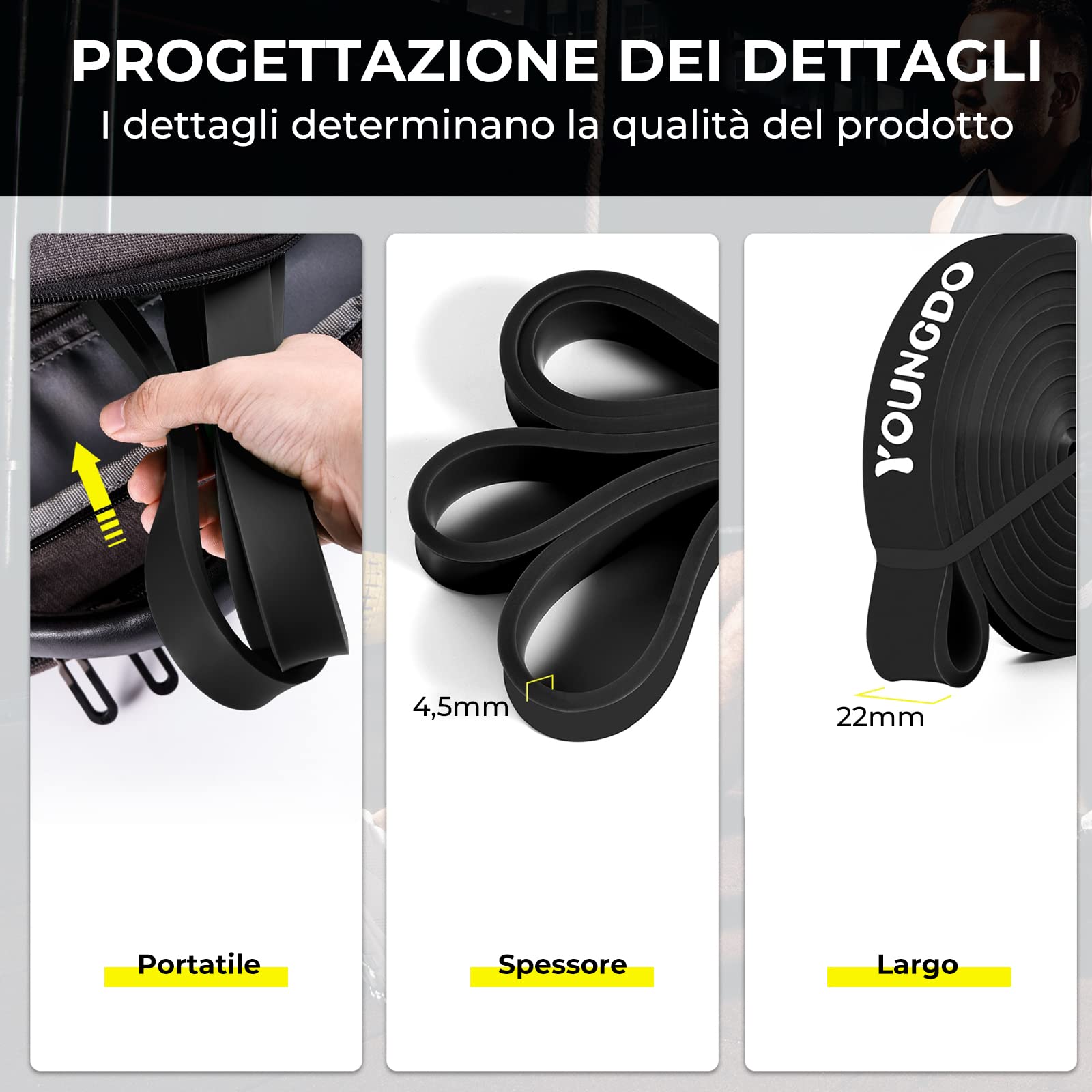 Bande Elastiche Fitness Per Allenamento | Resistenza Per Crossfit, Yoga E Pilates | Elastici Per Forza E Stretching - Foto 7