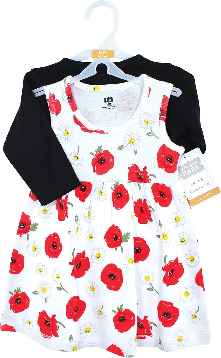 Hudson Baby Infant and Toddler Girls Cotton Dress and Cardigan Set - Image 2