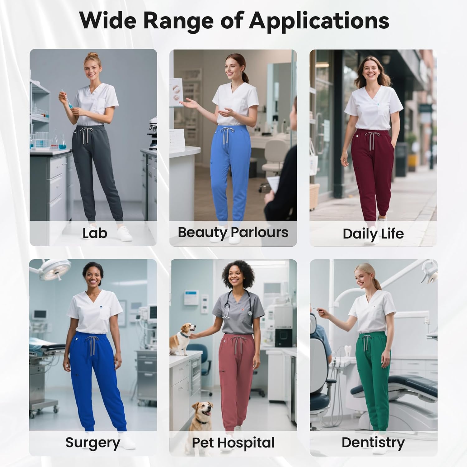 Medical Scrub Pants for Women Jogger Scrub Pants with 5 Pockets Drawstring Cargo Pants Mid-Rise Womens Scrubs Pant - Image 6