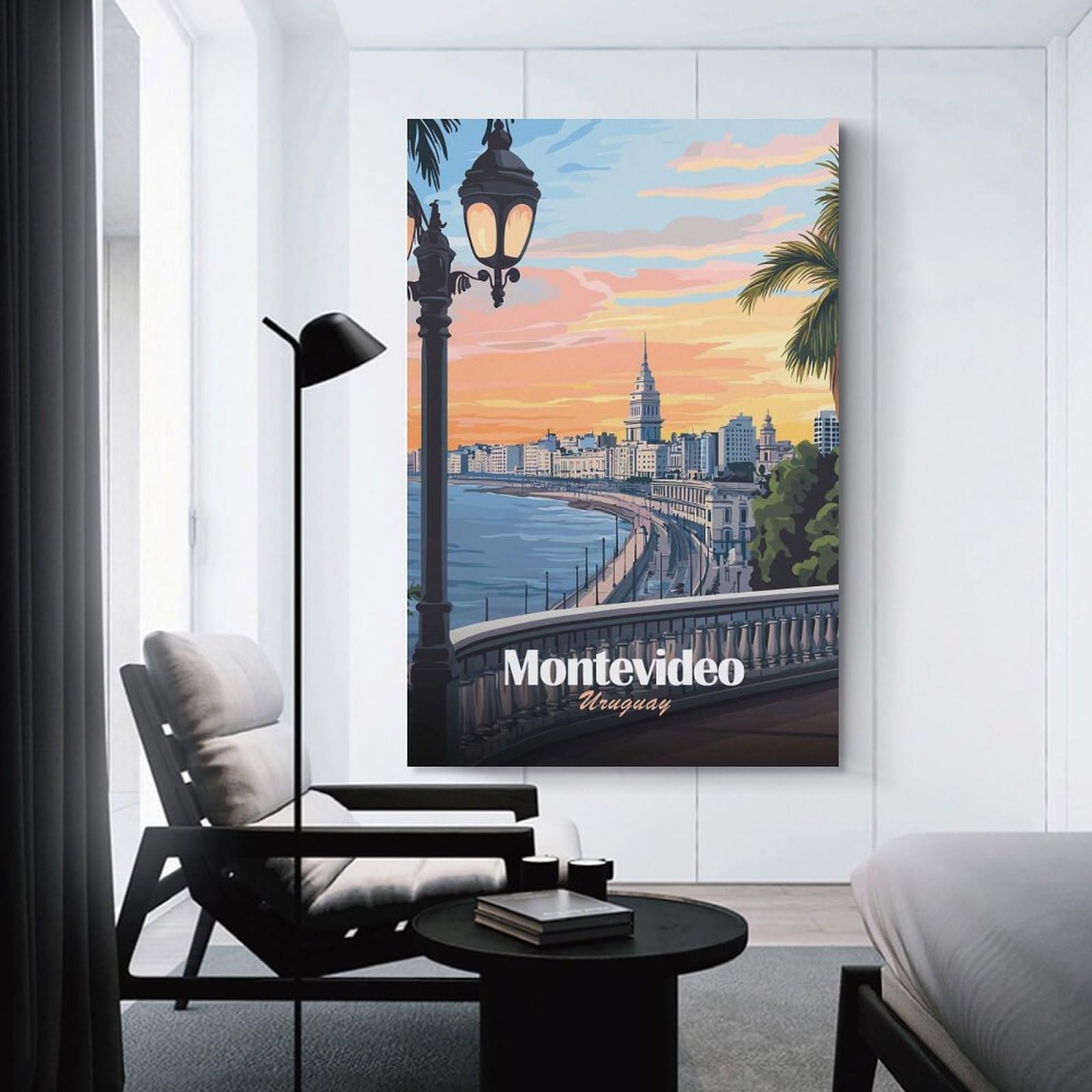 Junmoney Montevideo Uruguay Cityscape Travel Decorative Wall Artwork 08x12inch(20x30cm), for Living Room, Bedroom, Office Or Hallway, Decorative Artwork with Broad Appeal