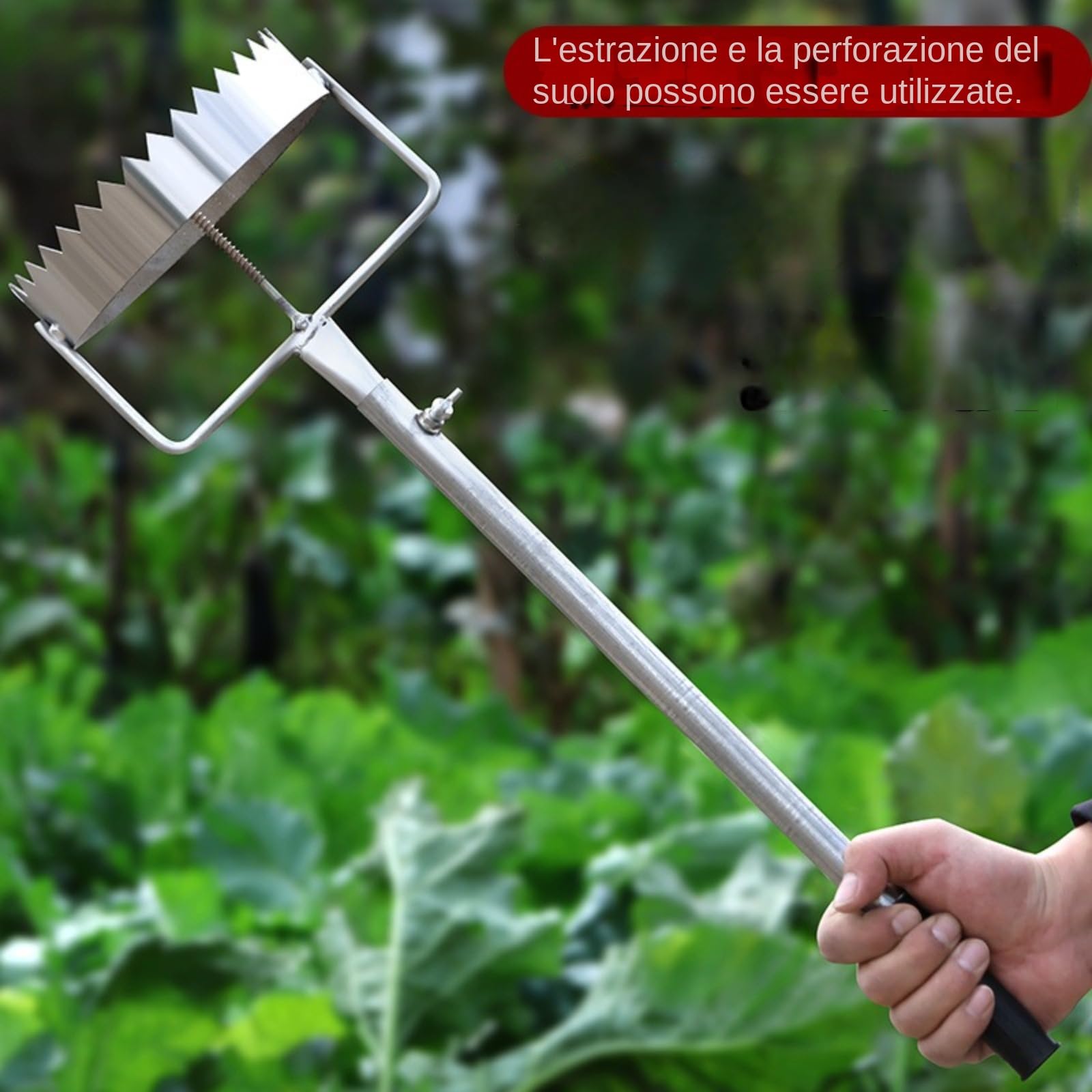Foratrice per bulbi e pacciamatura, in acciaio inox, regolabile, strumento per la rimozione delle zolle, per piantare serre, cura del prato e lavori in giardino,Perforatrice per pellicole di plastica,