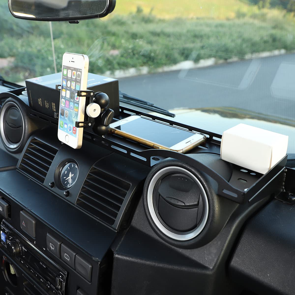 Supporto per telefono da auto, supporto GPS, vassoio per console centrale, organizer per cruscotto per Land Rover Defender 90 110 130 2004-2019