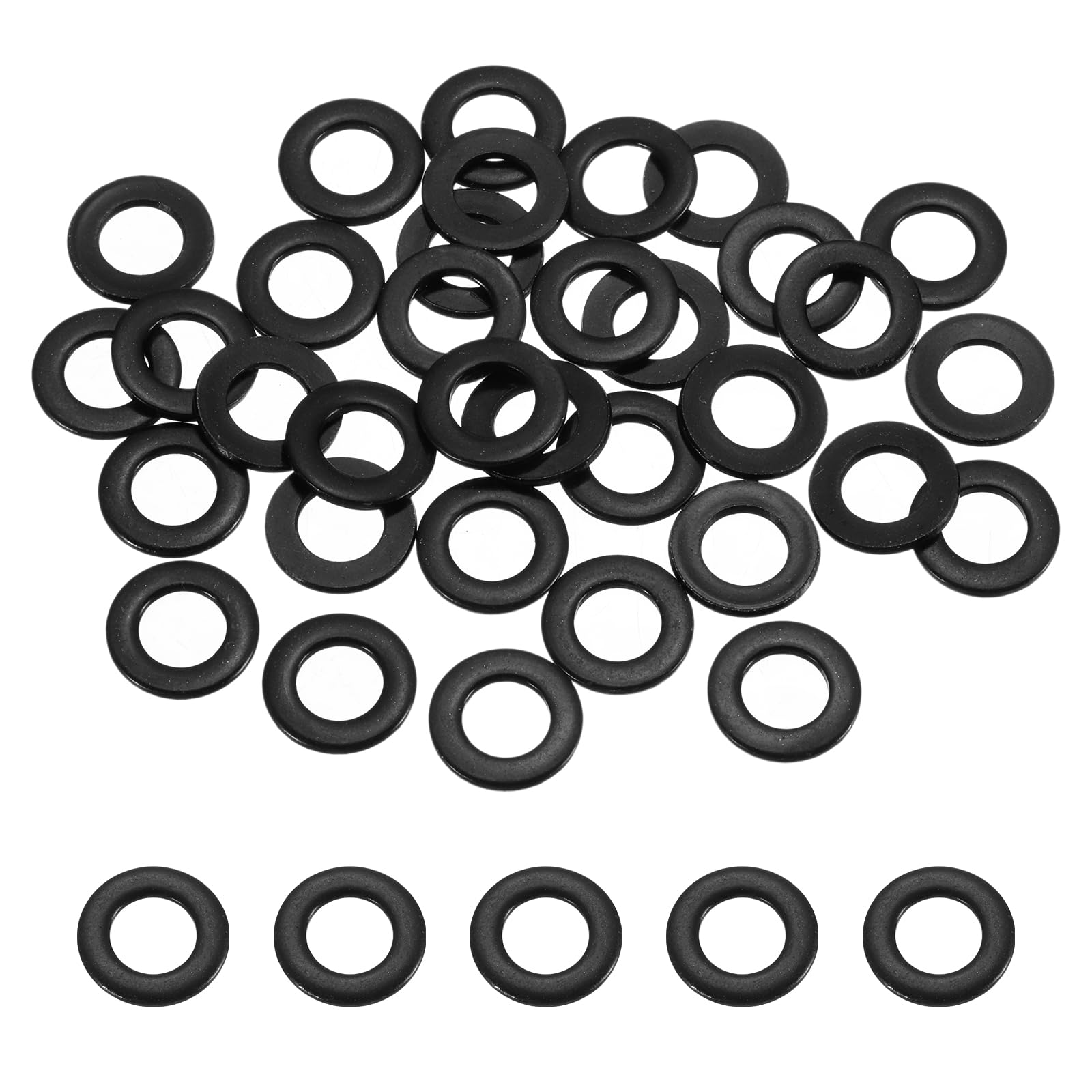 sourcing map 60 Pcs M6 ID x 12mm OD Flat Washers, 304 Stainless Steel Metal Washers Black Zinc Sealing Crush Rings for Screws and Bolts