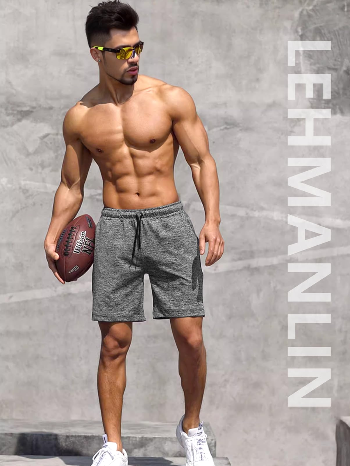 Lehmanlin Pantalon Corto Hombre Deporte,Culturista, Secado Rápido, con Bolsillo, 5 Pulgadas