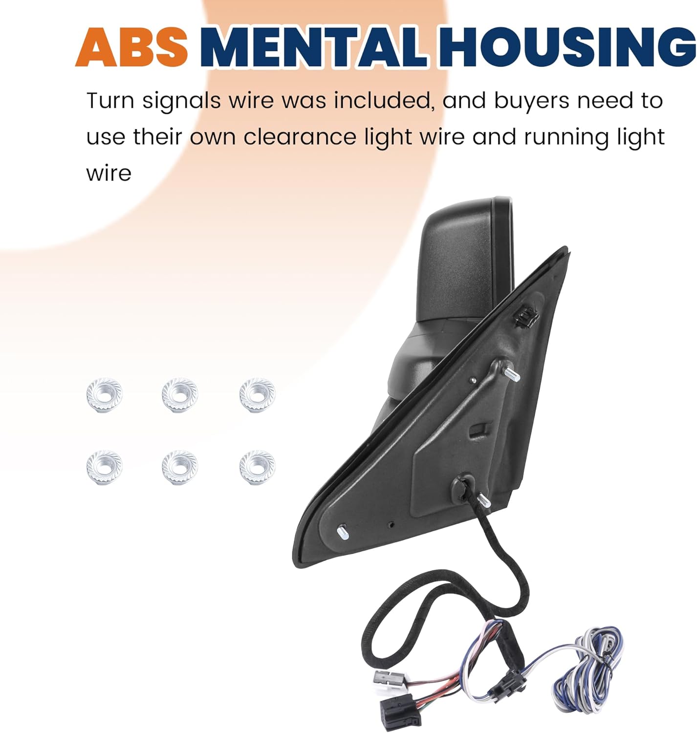 2PCS Black Towing Mirrors Power Heated Compatible for 2009-2018 Dodge Ram 1500 (19-24 Classic Only)/ 2010-2018 2500 3500 w/Sequential Turn light White DRL