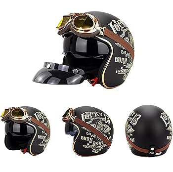 Amazon.co.jp: オートバイ 3/4 大人のレトロなオープンフェイス