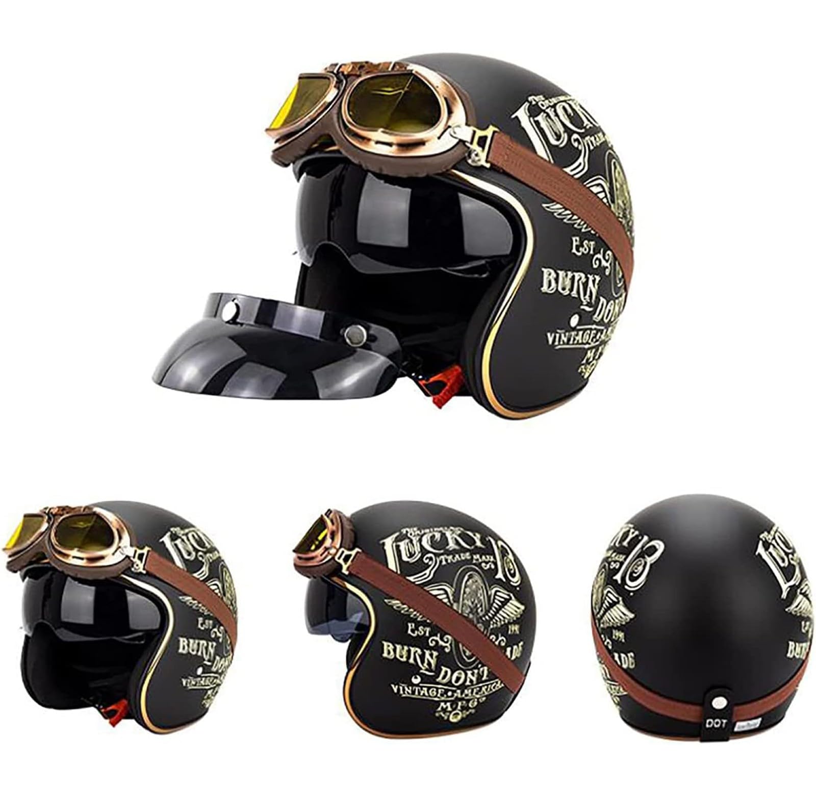 Amazon.co.jp: オートバイ 3/4 大人のレトロなオープンフェイス