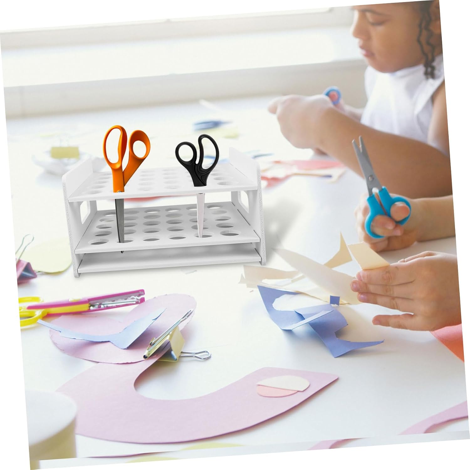 Scissors Storage Rack Wooden Desk Organizer for Classroom Office image 3