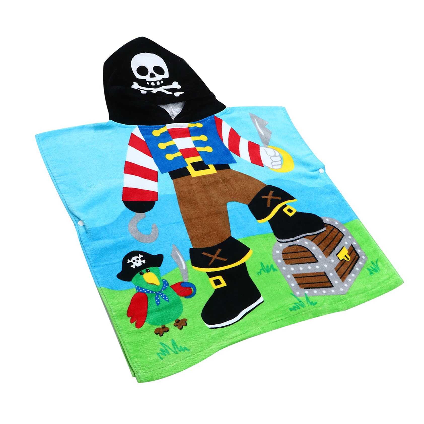 Levemolo Toalla Absorbente Infantil de Capucha Baño Transpirable de Algodón Diseño de Pirata en y para Uso Piscina