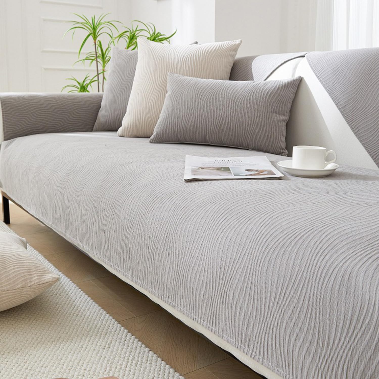 IceSummer - Fodera traspirante e antiscivolo, adatta per divani a 14 posti, include 3 cuscini grigi da 110 x 180 cm, perfetto per un rinnovamento della casa fresca.