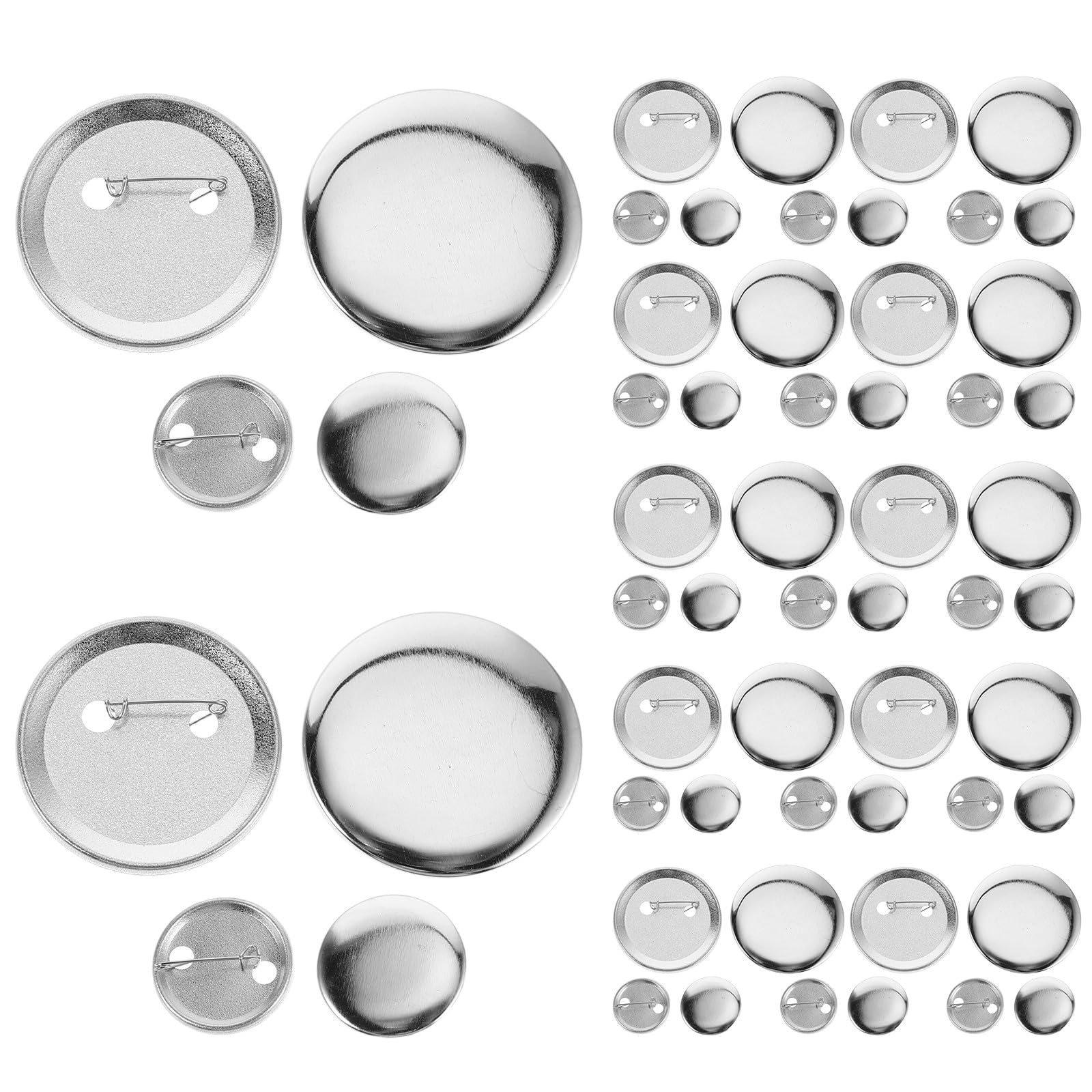 DOITOOL 200 zestawów akcesoriów do przypinania guzików okrągłych DIY do maszyny do produkcji guzików - zestaw metalowych przypinek o średnicy 58 mm i 32 mm do projektów DIY, rękodzieła na