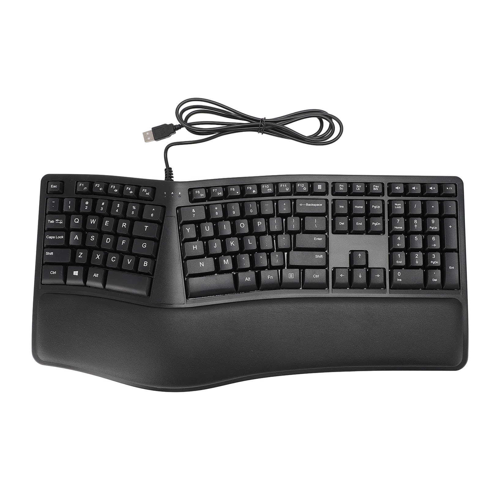 Haofy Tastiera Cablata USB Comoda Ergonomica con Riposo Palmo e Design Diviso Digitazione Efficiente