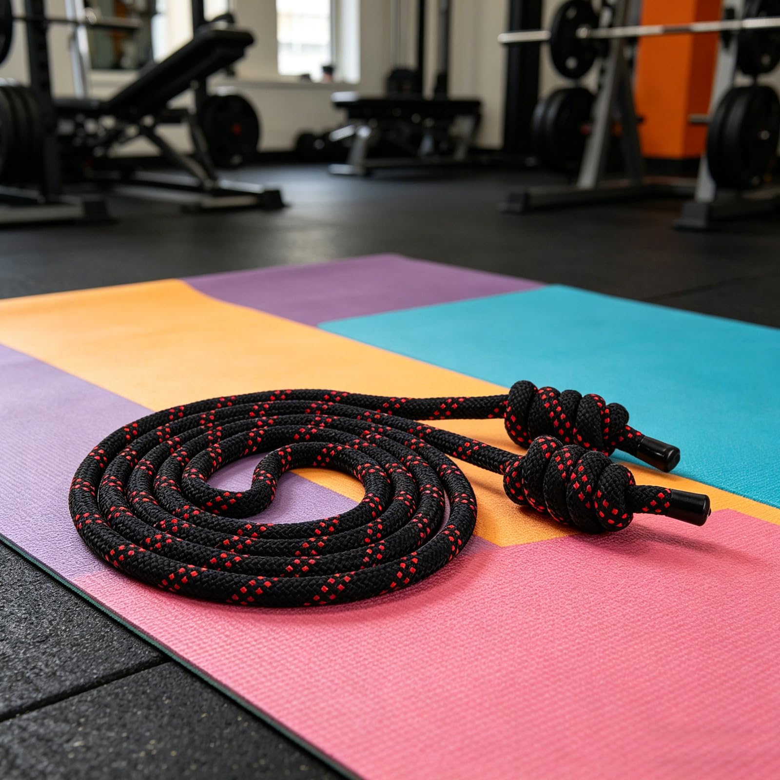 Schwarzes Flow Rope – 4,10 m langes Springseil für Seilspringübungen – Gewebtes Trainingsseil für Gymnastik, Sport, Krafttraining und Fitness
