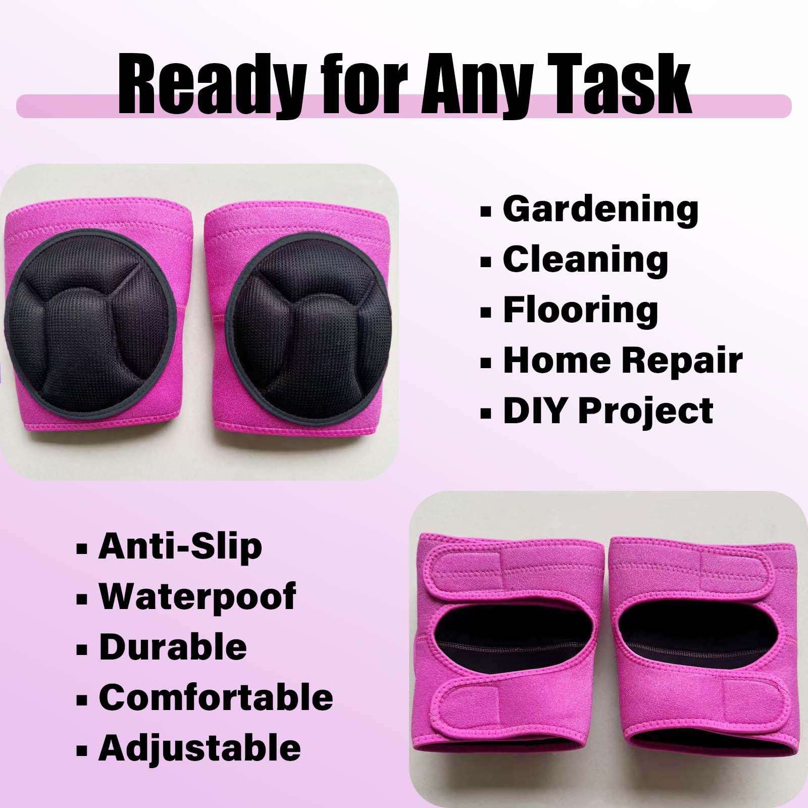 Rodilleras para mujer para limpiar suelos de casa, protector de rodilla de espuma EVA ajustable para jardinería, fregar el suelo, correas de prevención de colisiones en las rodilleras para patio,