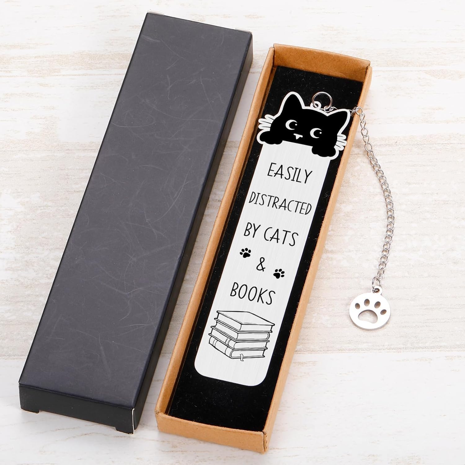 Cat Bookmark for Book Lovers, Cute Cats Themed Gifts Book Reading Accessories for Women Girls, Funny Bookish Gifts Valentines Day Easter Gifts for Booknerds Easily Distracted by Cats & Books Bookmark - Image 6