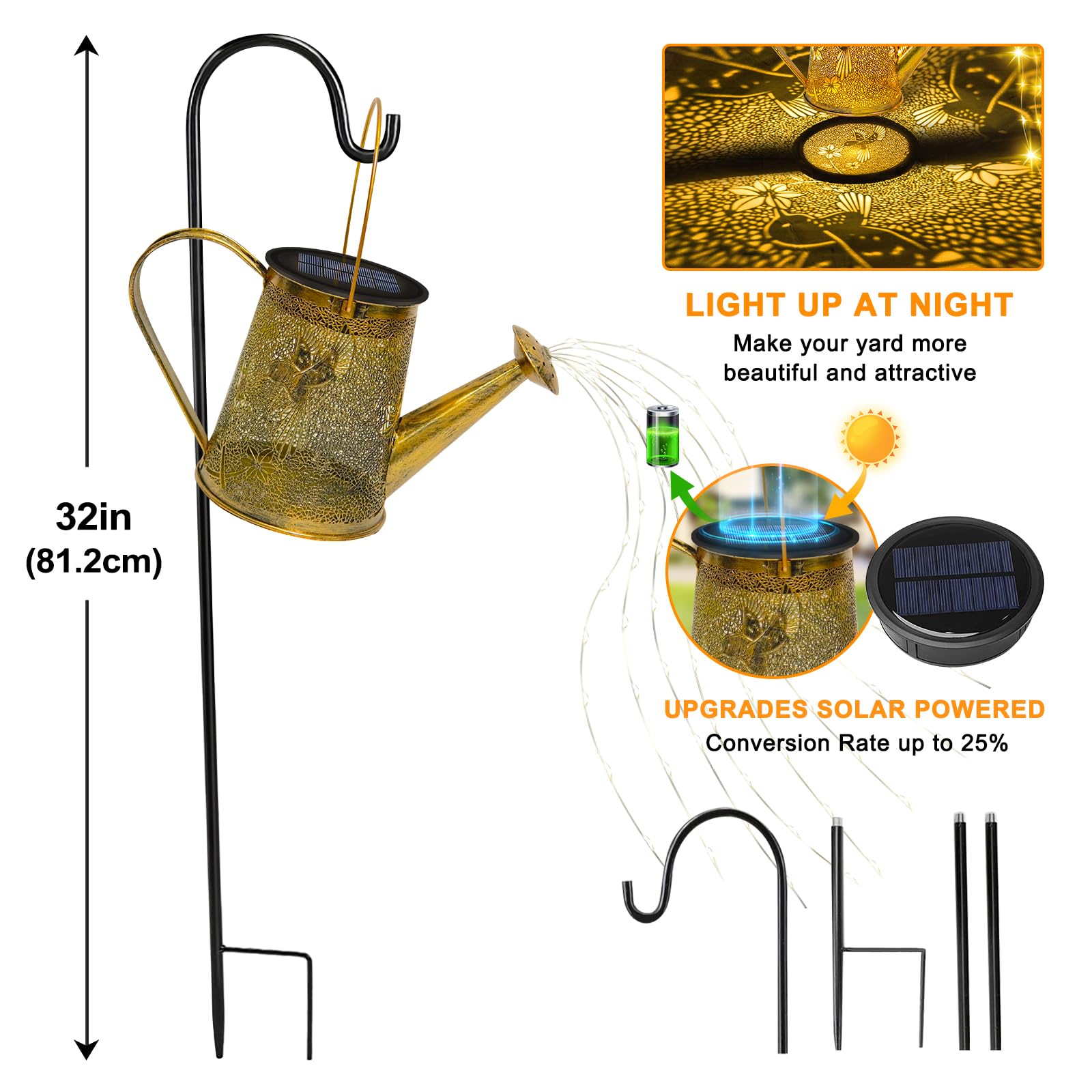 Luci a sospensione solari per esterni, Lanterne decorative da giardino ad energia solare con ganci da pastore, Illuminazione paesaggistica,Bianco | Leroy Merlin