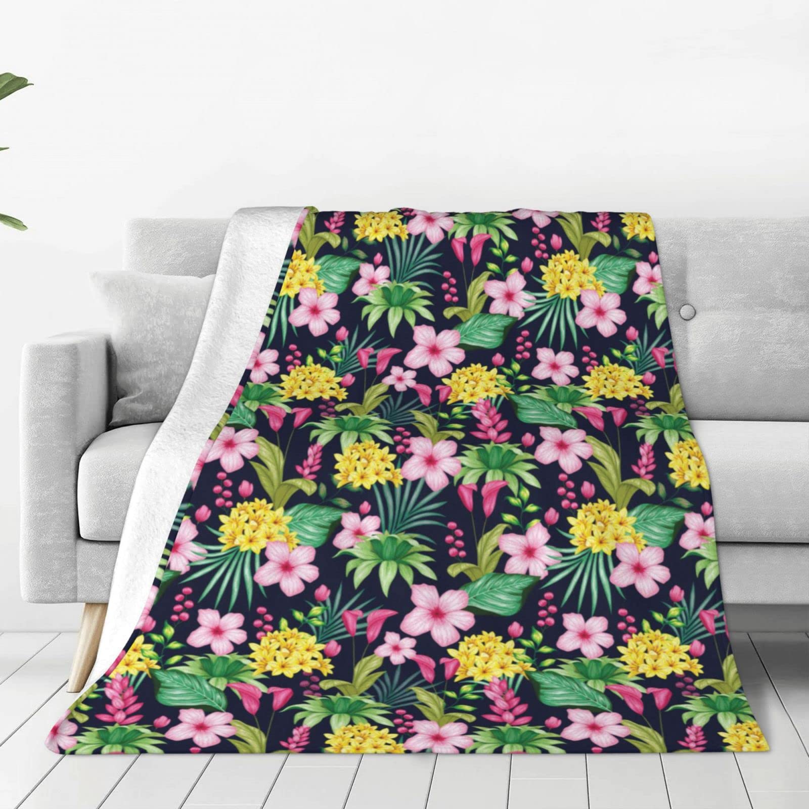 Couverture hawaïenne en flanelle fleurie pour canapé et lit quatre saisons