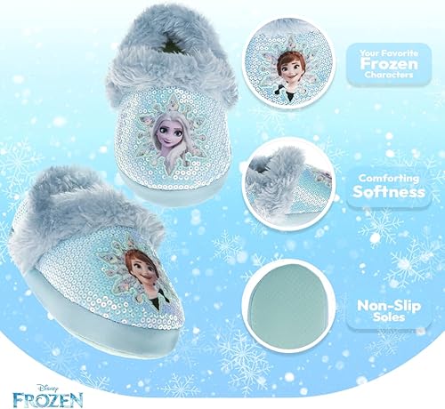 Miniatura 4 de Disney Frozen Elsa and Anna - Pantuflas de felpa para niñas, antideslizantes, cómodas, esponjosas, ligeras, cálidas, suaves, para interiores y niñas