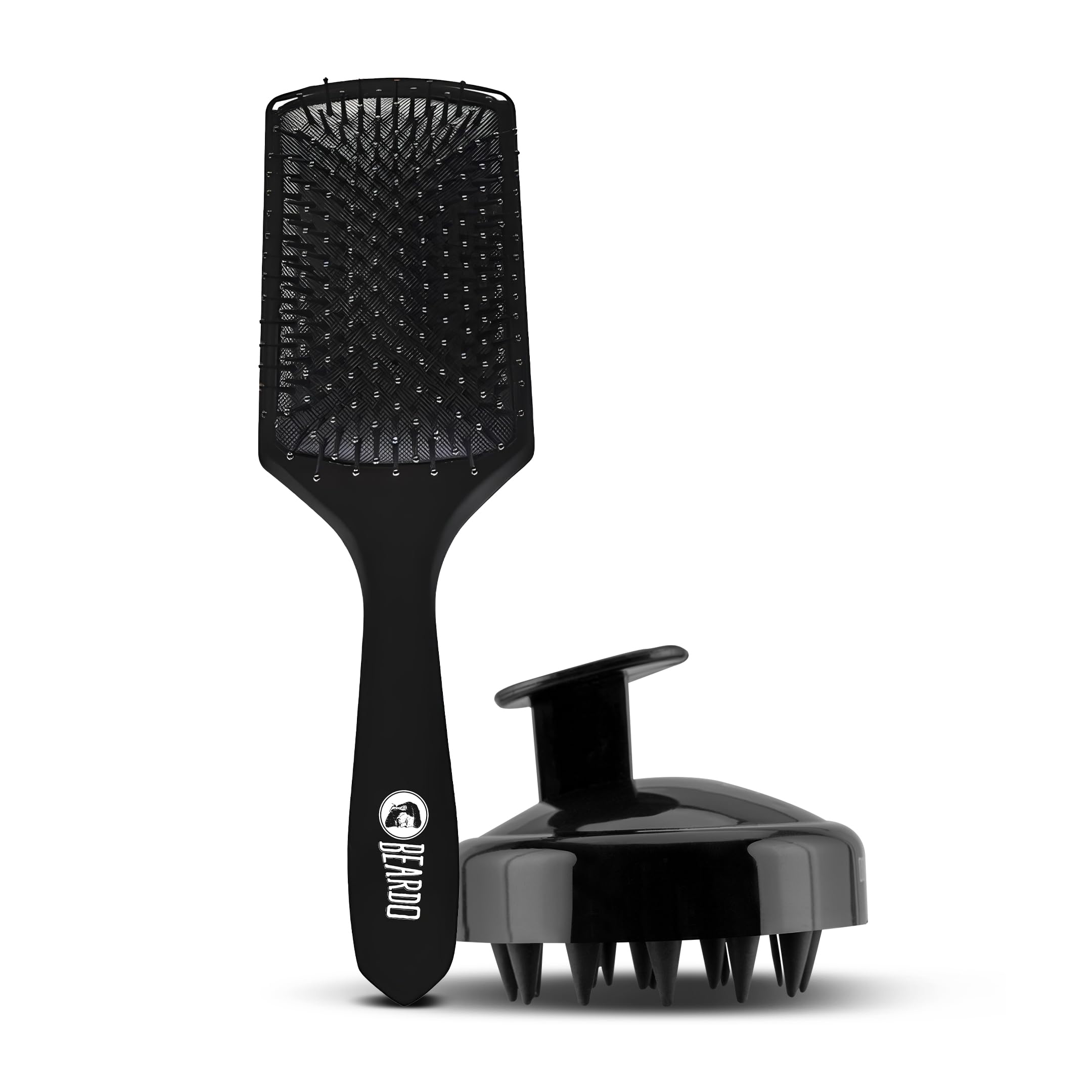 Beardo Detangling Hair Brush & Scalp Massager for Men | Men Accessories | Soft Silicone Bristles for Dry Massage, Oil & Shampoo | Hair comb for Men (Set of 2)