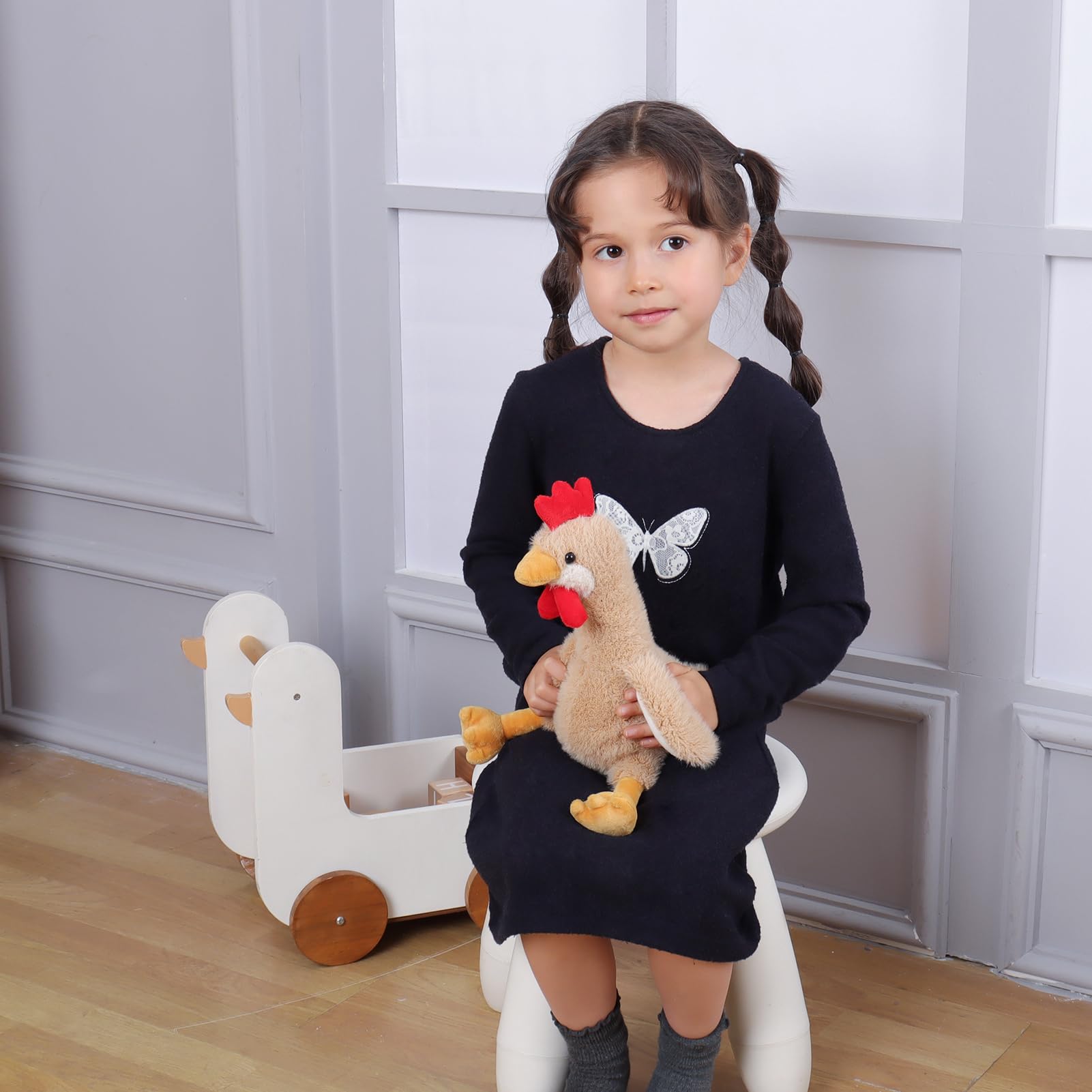 Apricot Lamb Toys Pluche knuffeldier, vid, hond, wit, pluche knuffeldier, mini-knuffelkussen, schattige knuffeldieren voor kinderen en baby's, 25 cm