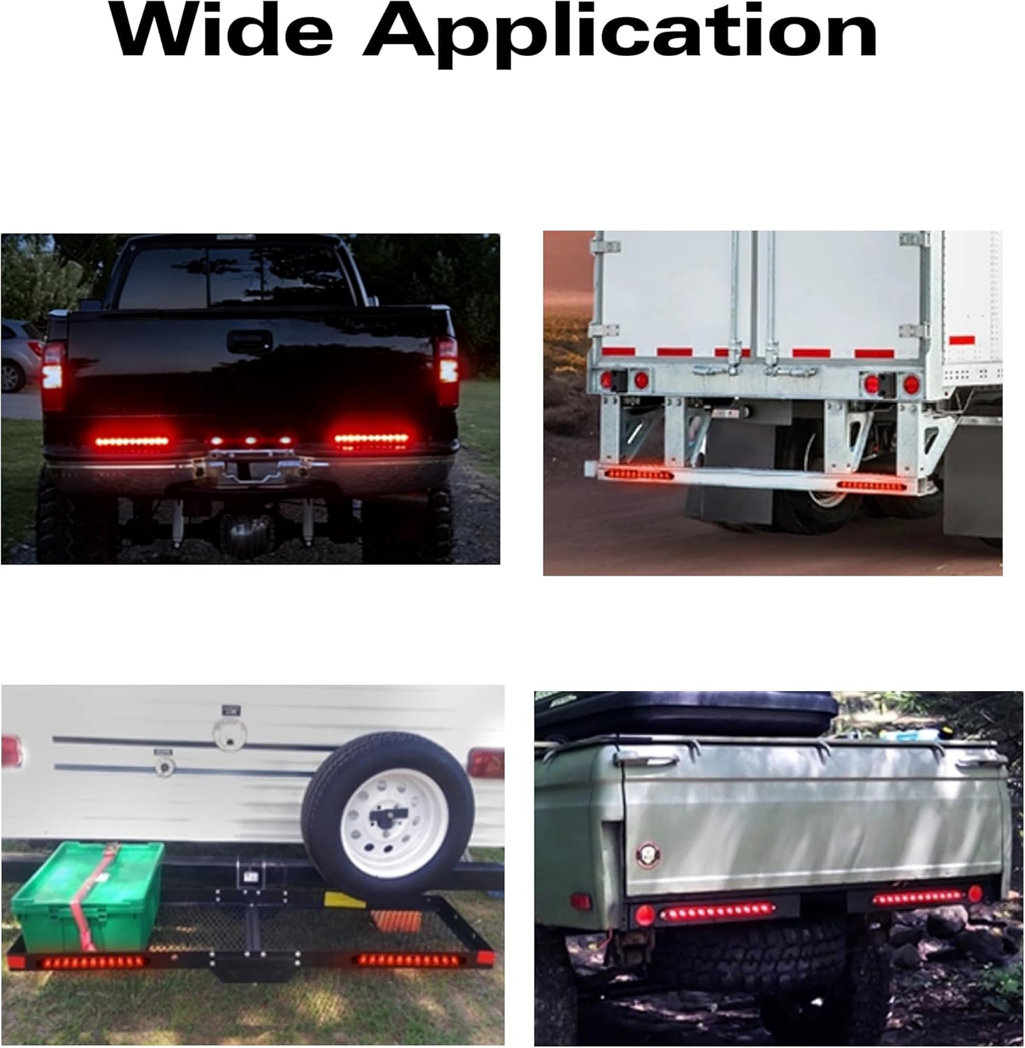 NINEO 15 Inch LED Brake Light Strip, Trailer RV Camper Tail Lights Driving Running Red Light Bar Strips Kit with Turn Signal, Compatible with Truck Pickup Minivans, 2 PCS