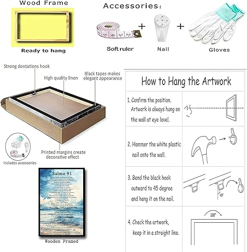 Miniatura 4 de READIKN Salmo 91 En Español Para Pared Cuadros Cristianos Para Pared En Español, Salmo 91 Arte de Pared, Decoraciones Para Cuartos Decoración de la