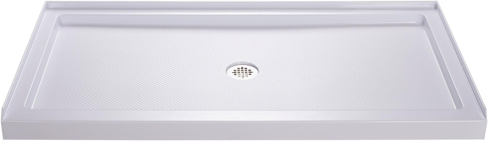 SlimLine 32 in. D x 54 in. W x 2 3/4 in. H Center Drain Single Threshold Shower Base in White, DLT-1132540