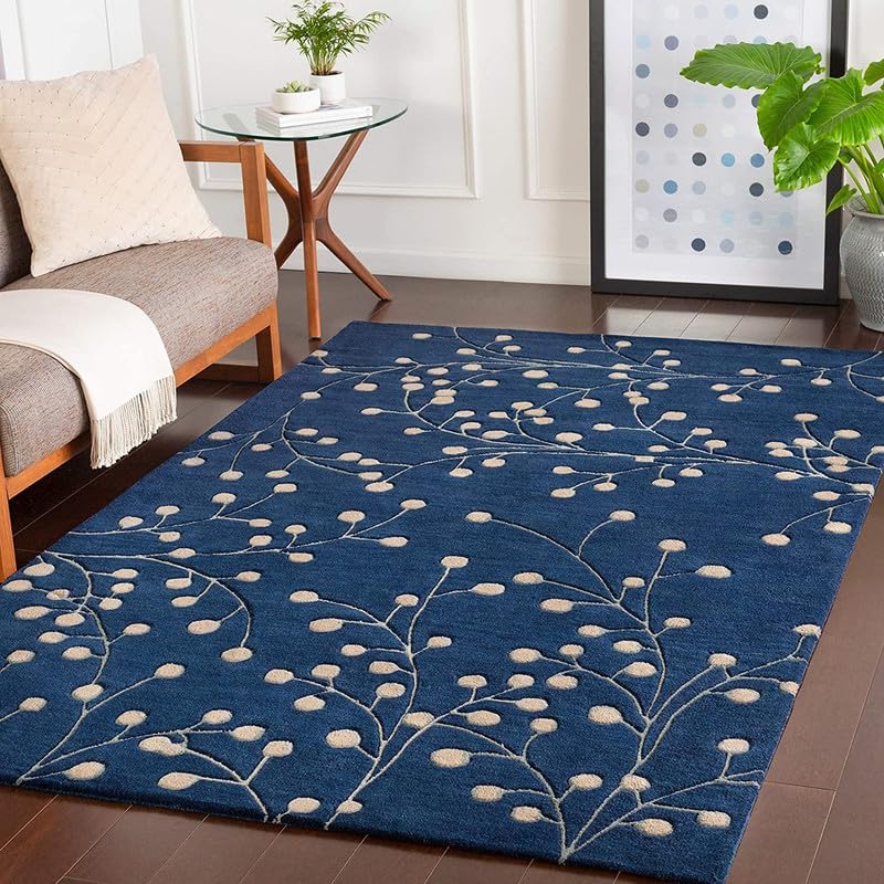 Image of Embossed Handmade GH Wool Thick Geometrical Carpet is a Stylish and Practical Addition to Any Living Room 7X10