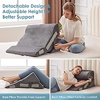 Vista 7 de 4PCS Bed Wedge Pillow for Headboard, Adjustable Wedge Pillow for Sleep Apnea, 23” Wide Triangle Pillow Wedge Set for After Surgery, Acid Reflux