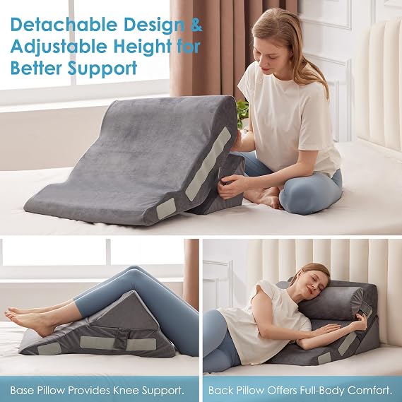 MEGCXIT Wedge Pillow Set for After Surgery, Bed Wedge, 3PCS, Grey