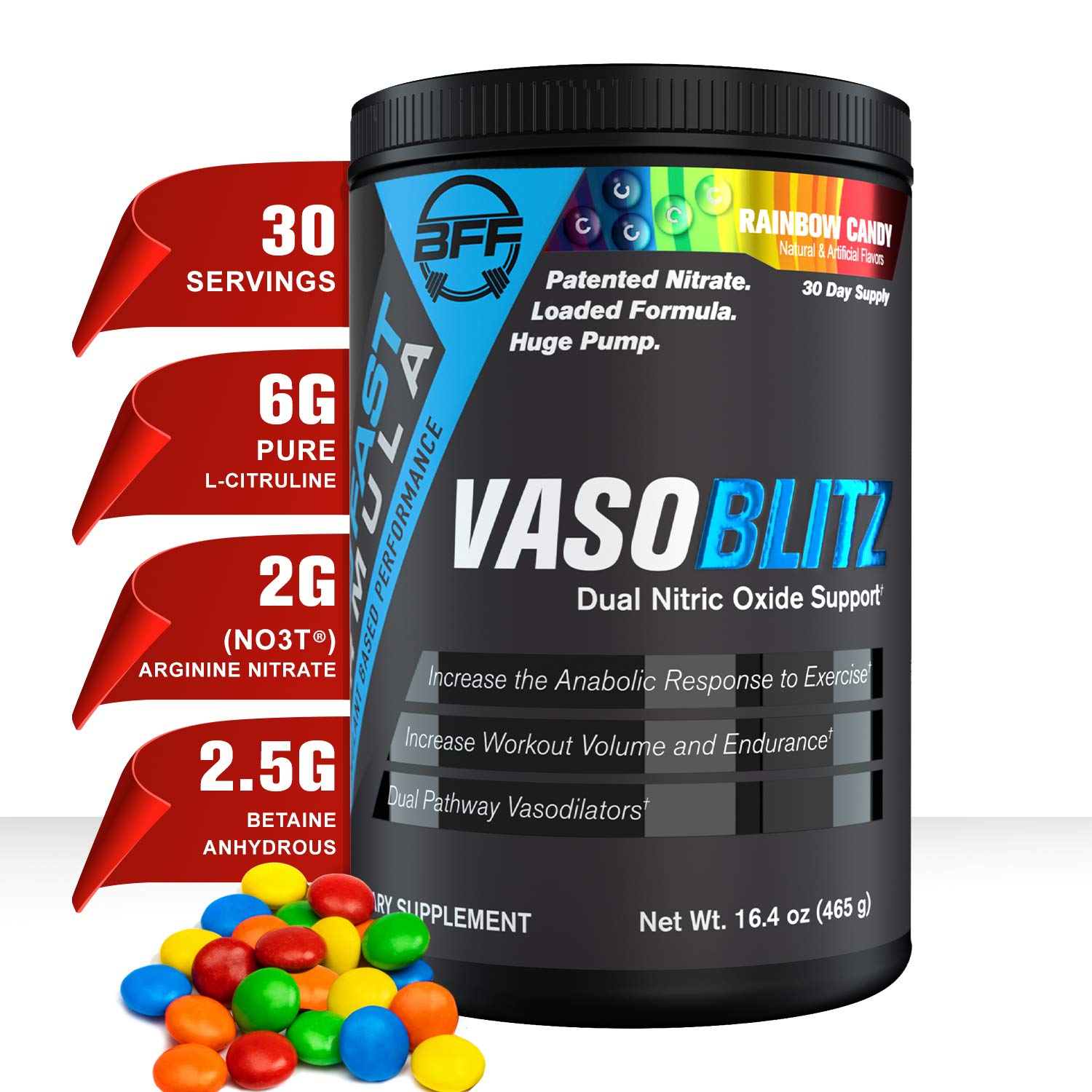BUILD FAST FORMULA Vaso Blitz, Rainbow Candy, 465g