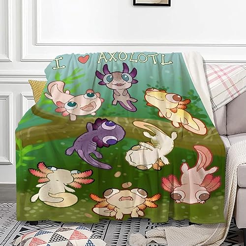 Axolotl & Sea Weed - Manta de franela para acuario, manta de microfibra de forro polar, ligera, suave y acogedora para todas las estaciones en casa,