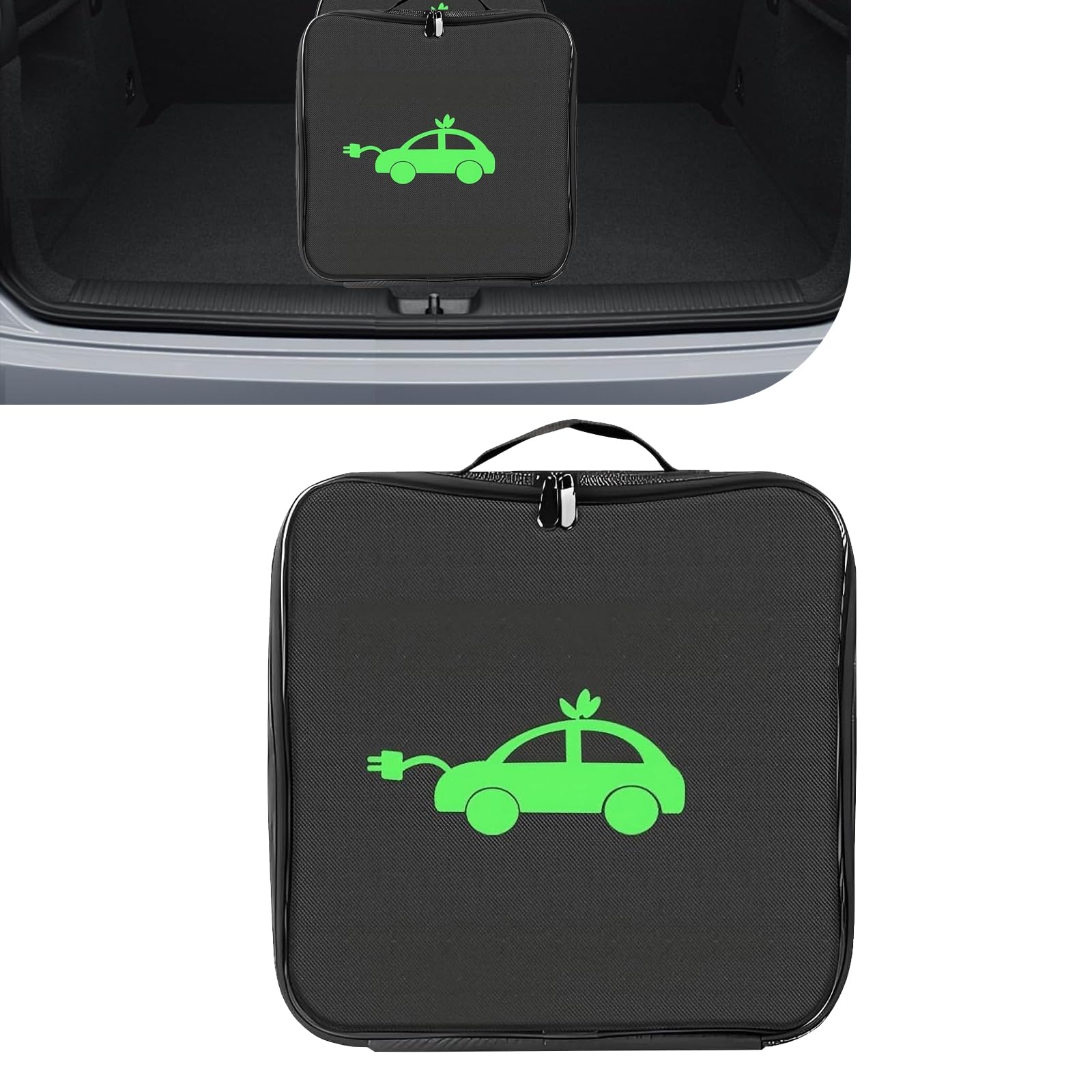 1 sac de rangement pour outils de voiture, sac de câble de chargement EV, sac de rangement en tissu Oxford imperméable pour chargeur, câbles de démarrage, cordons, universel pour voitures