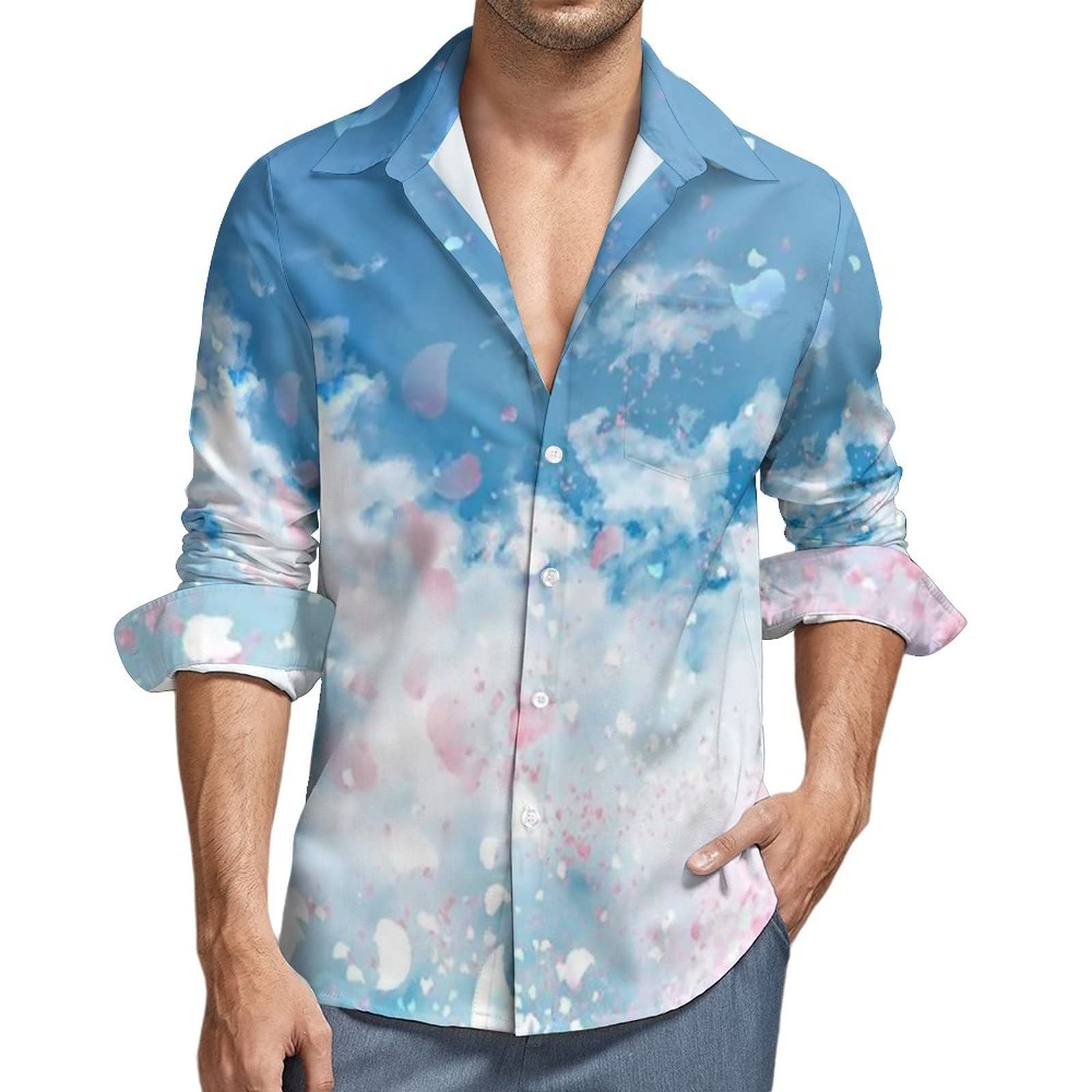 Amazon.co.jp: シャツ メンズ 桜 サクラ 和柄 和風 長袖 Tシャツ