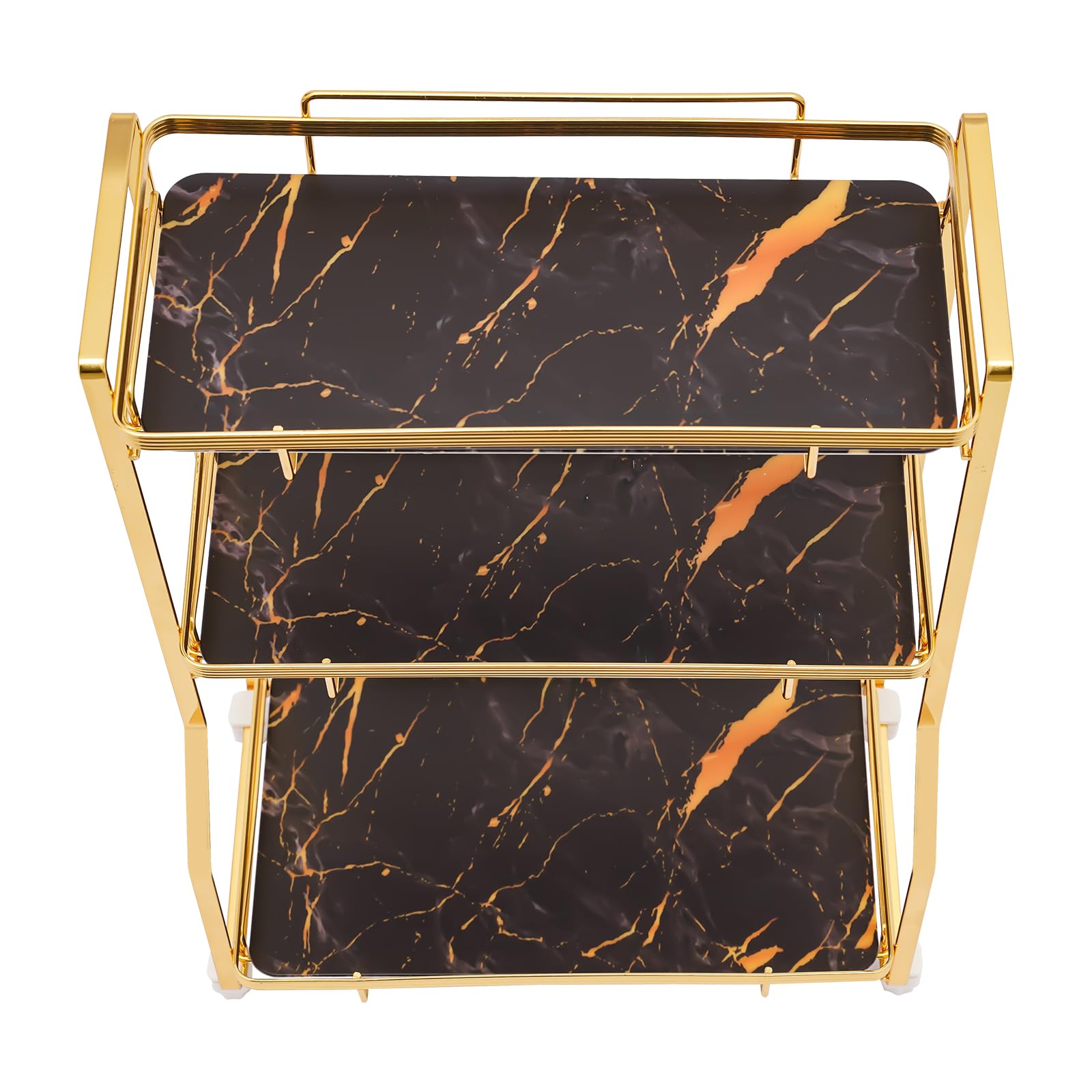 3 Tier Bathroom Organizer Rack, Supporto cosmetico Resistente con Design in Marmo, Supporto per l'esposizione del Profumo Resistente alla ruggine per la Piattaforma di vanità, Soluzione di stoccaggio