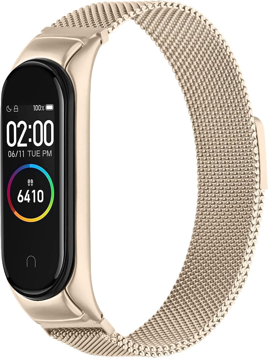 Oumida Correa Compatible con Xiaomi Mi Band 4 Correa, Brazalete de Metal de Acero Inoxidable, Pulsera de Repuesto de Loop Magnético para Xiaomi Mi Smart Band 4 para Mujer Hombre, Oro Champán