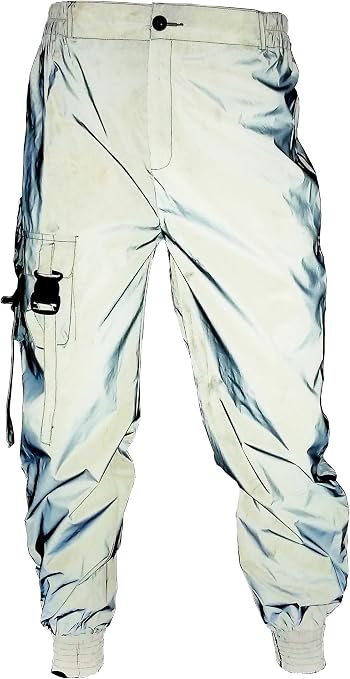 LZLRUN Calça masculina reflexiva rave respirável com zíper
