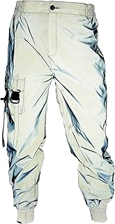 Men Rave Reflective Pants Breathable Zipper Fluorescent Trousers Casual Harajuku Night Sporting Jogger
