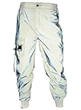 LZLRUN Men Rave Reflective Pants Breathable Zipper Fluorescent Trousers Casual Harajuku Night Sporting Jogger