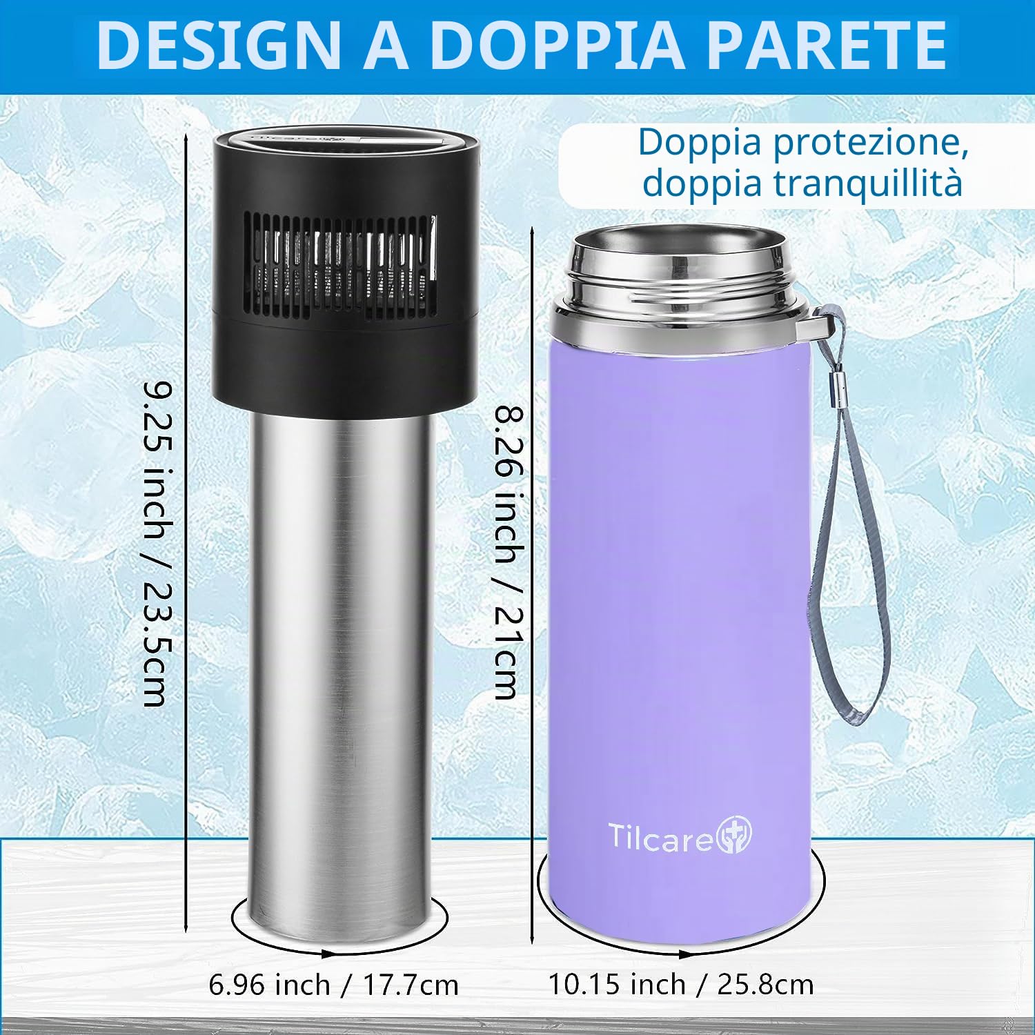 Porta Insulina da Viaggio Raffreddante Elettrico con Caricatore USB & Bio Gel by Tilcare - Ore Illimitate, Contenitore Riutilizzabile per Congelatore a Penna - Contiene fino a 6 Penne - Lavanda