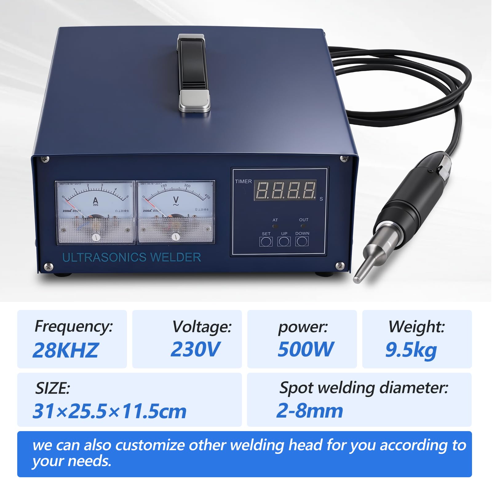 BAOSHISHAN 500W Máquina de soldadura por puntos de plástico ultrasónico para material plástico PP Huevos de granja Correa de estiércol 220V (500W Máquina para cinta de estiércol de huevo)