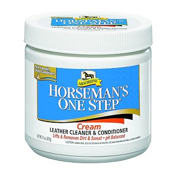 كريم منظف وبلسم الجلود من Absorbine Horsemans One Step، معالجة الفينيل/الجلد للتنظيف والحماية والاستعادة ومنع الجفاف، 15 أونصة